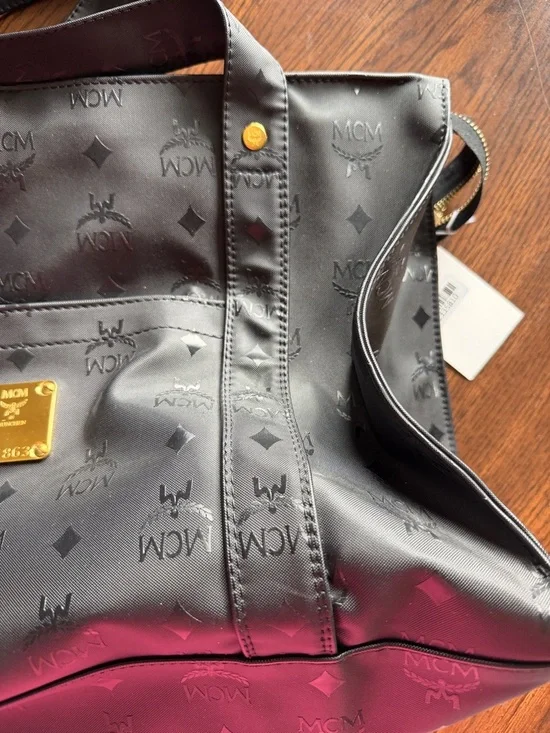 MCM Black Tote with Gold Plaque and Studs - Picture 3 of 14